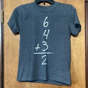 Gray and White Short Sleeve Tee with Graphic Design